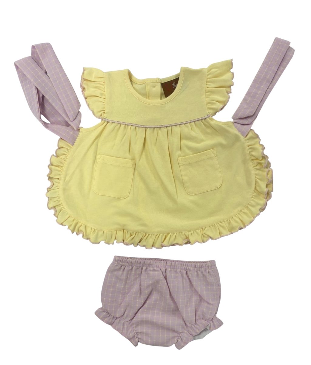 Harlow Tie Bloomer Set, Yellow/Pink