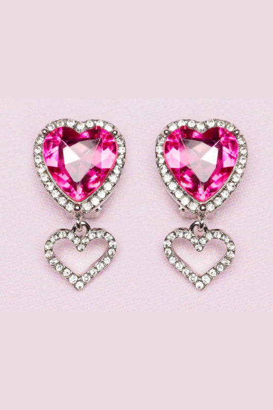 Boutique Heart Jewel Clip-On Earrings