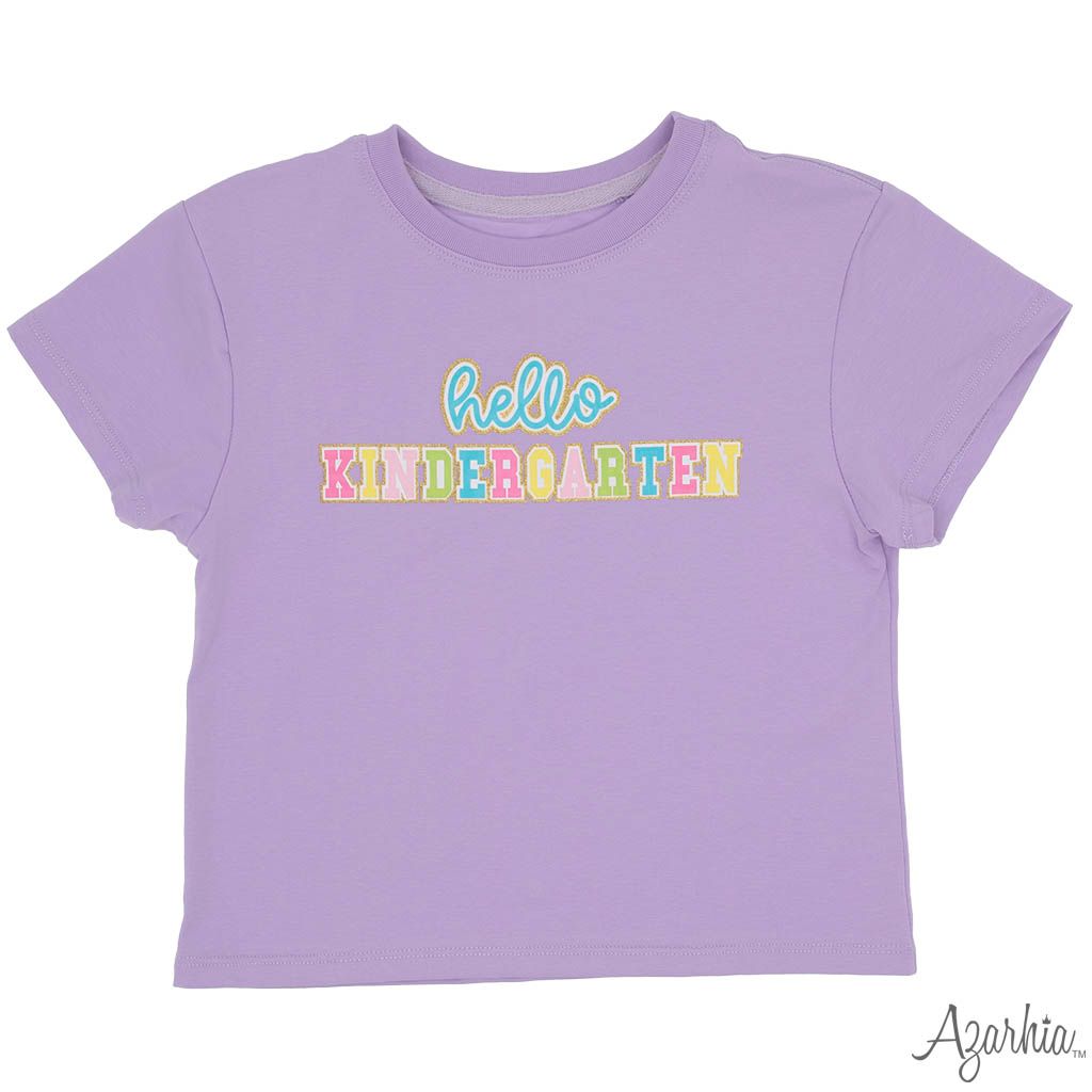 Hello Kindergarten Boxy Tshirt, Lavender