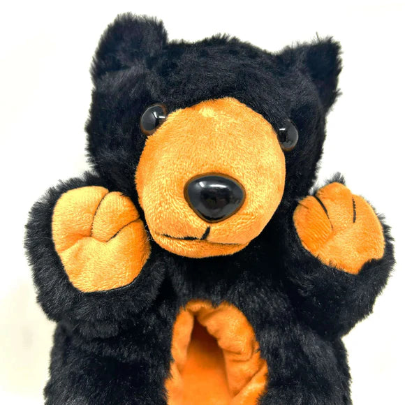Homer Black Bear Plush Slippers