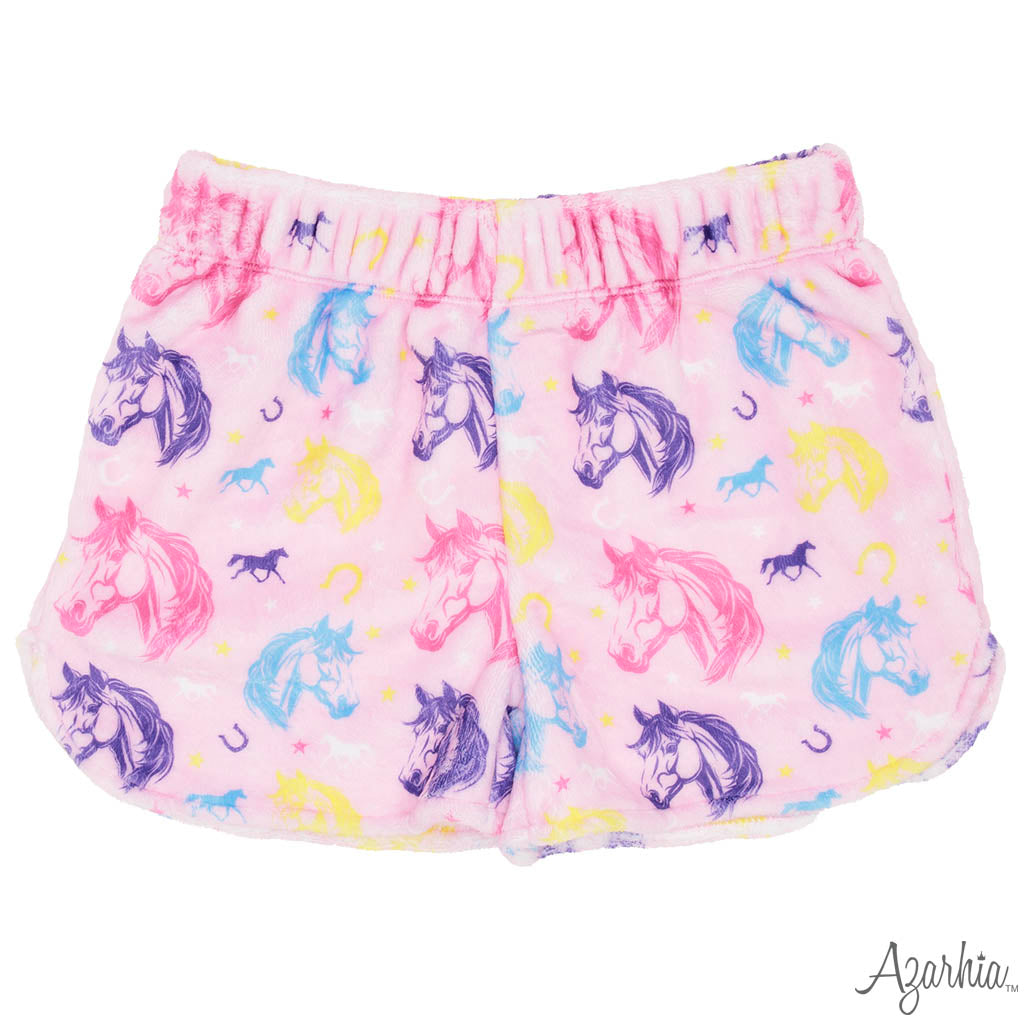 Rodeo Horses Fuzzy Plush Short, Pink