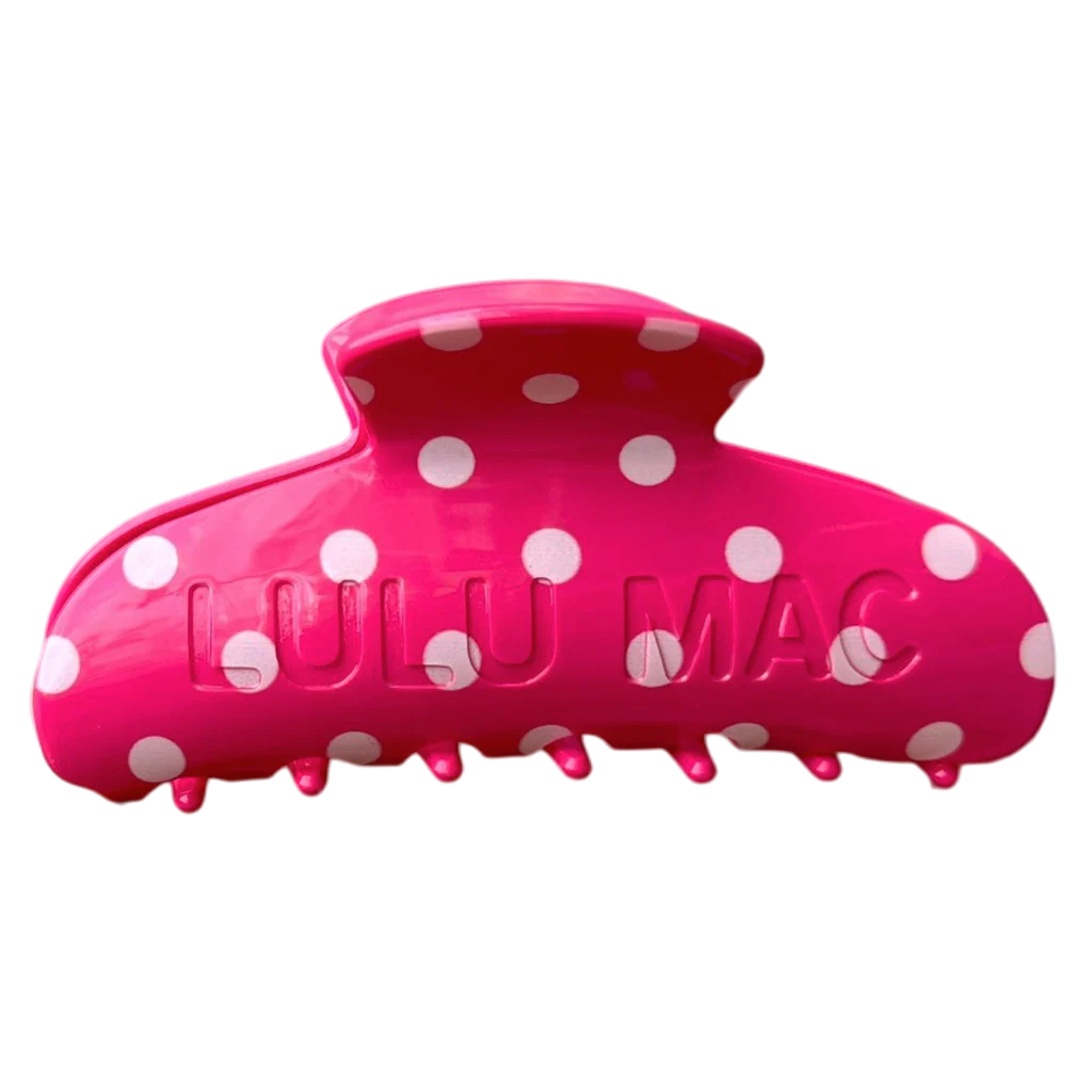 LULU MAC Hair Clip, Hot Pink/White