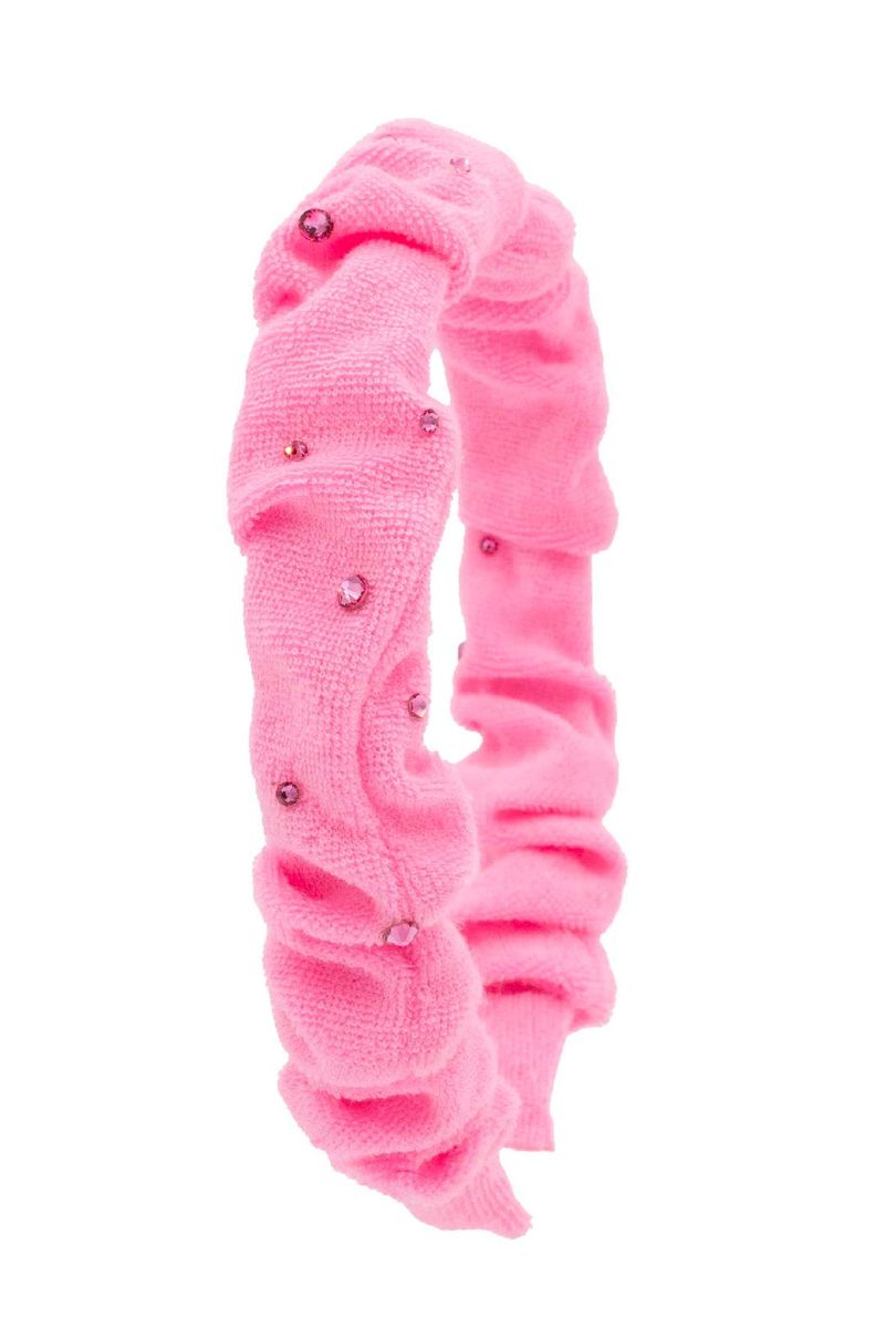 Crystallized Terry Crinkle Headband, Pink