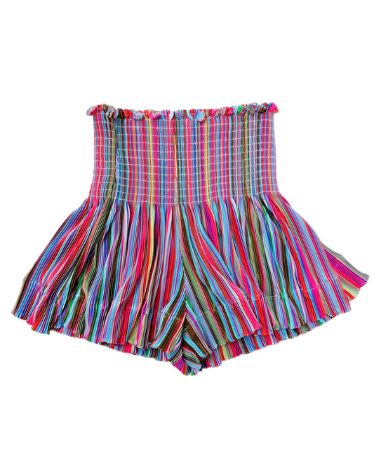 Red Rainbow Stripe Swing Shorts