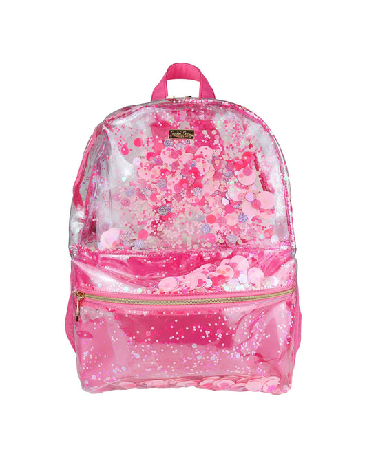 Pink Confetti LARGE Clear Backpack