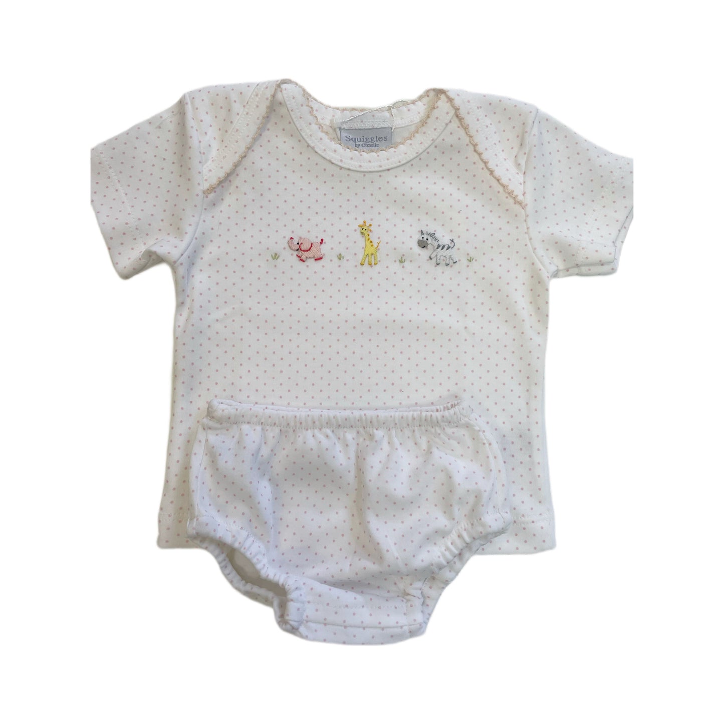 Embroidered Mini Baby Safari Diaper Set, PinkDot