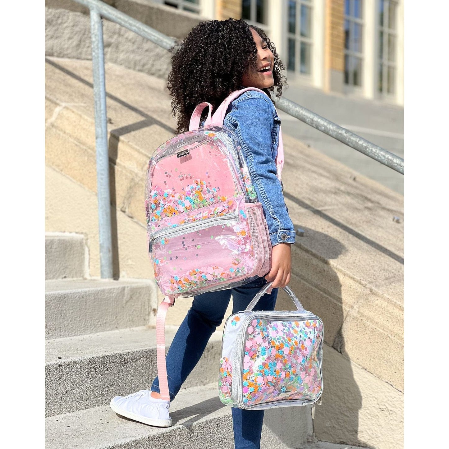 Flower Confetti LARGE Clear Backpack