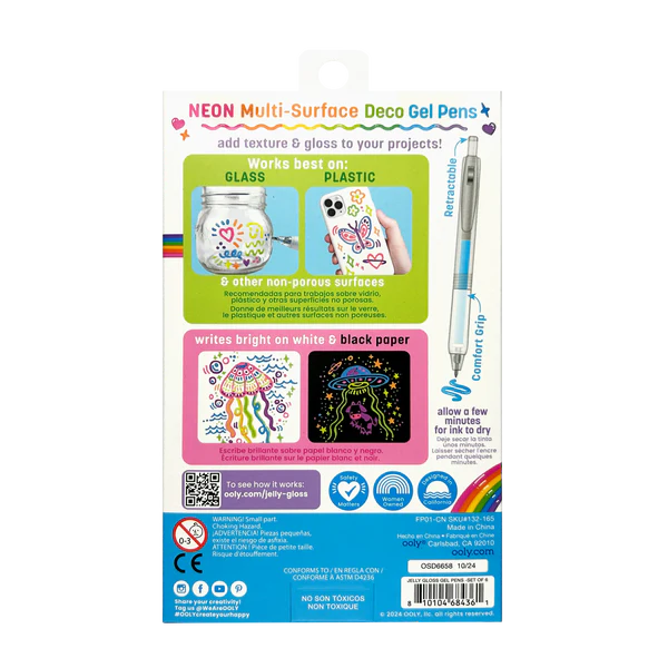 Jelly Gloss: Neon Multi-Surface Deco Gel Pens (Set of 6)