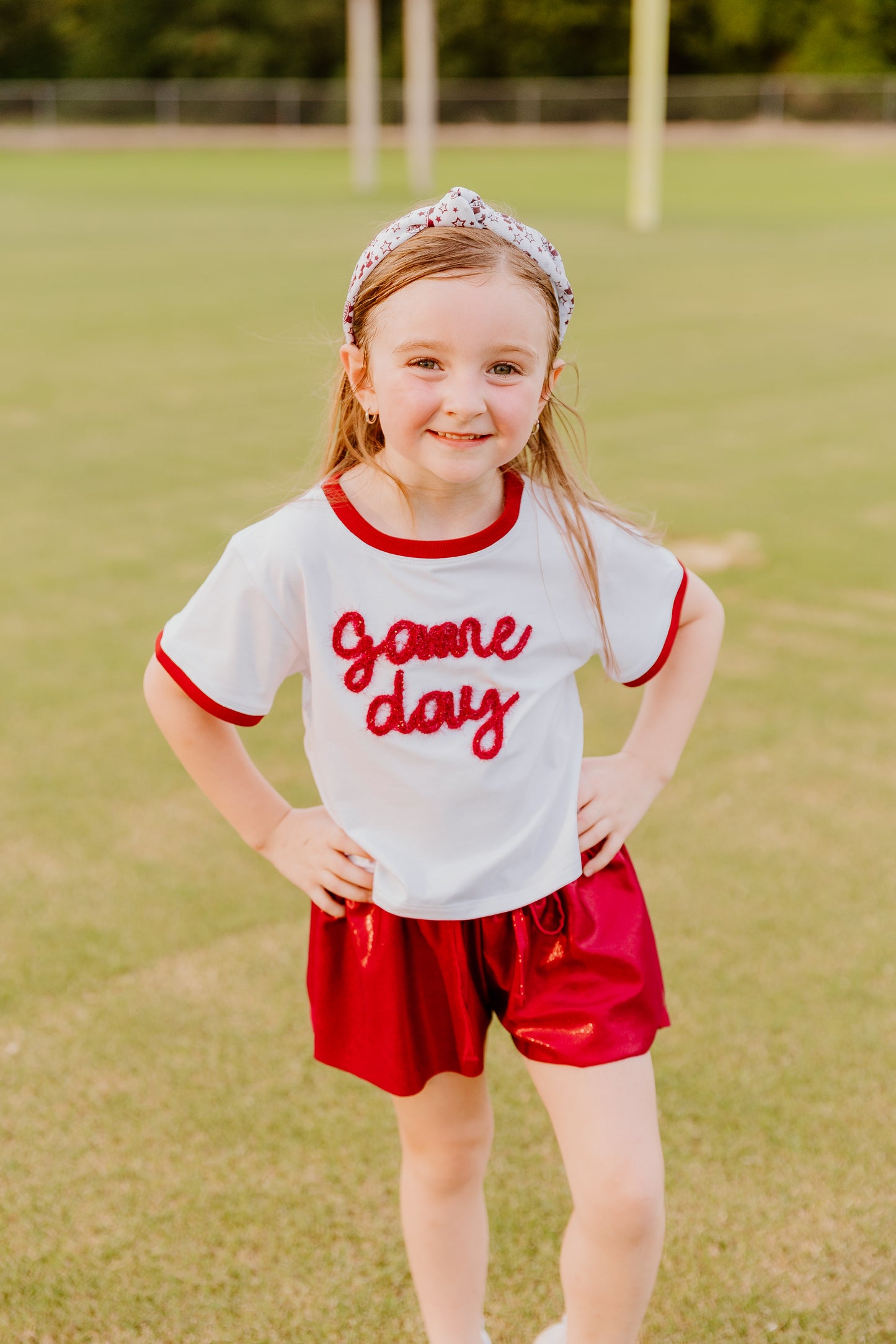 Tinsel Game Day Ringer Boxy Tee, Red