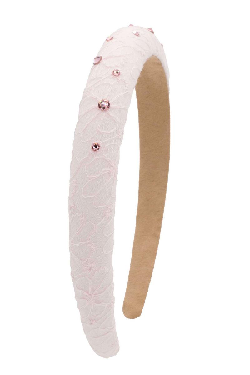 Crystallized Padded Eyelet Headband, Lt. Pink