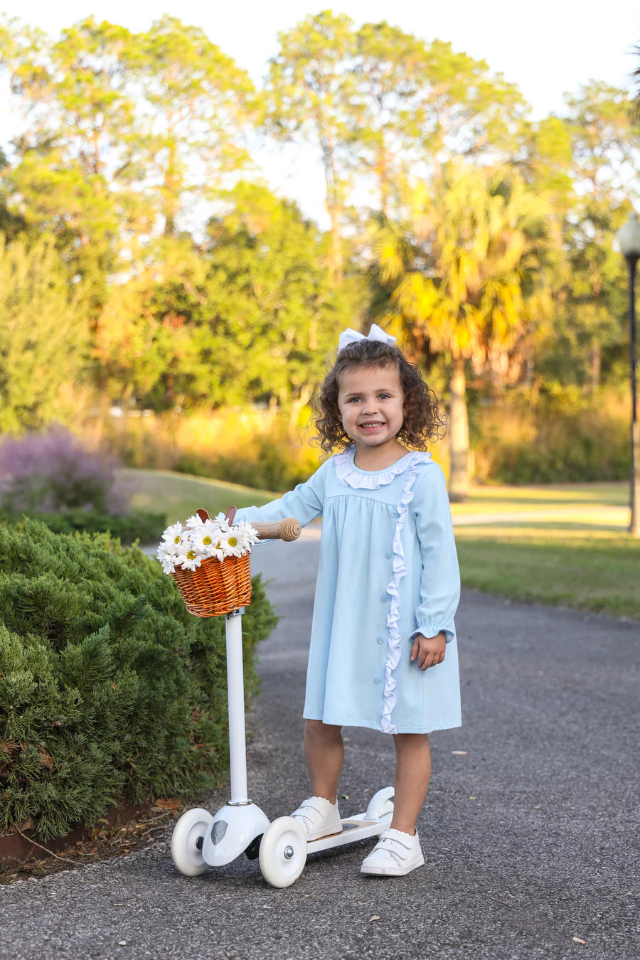 Lucille Dress, Light Blue Bitty Dot