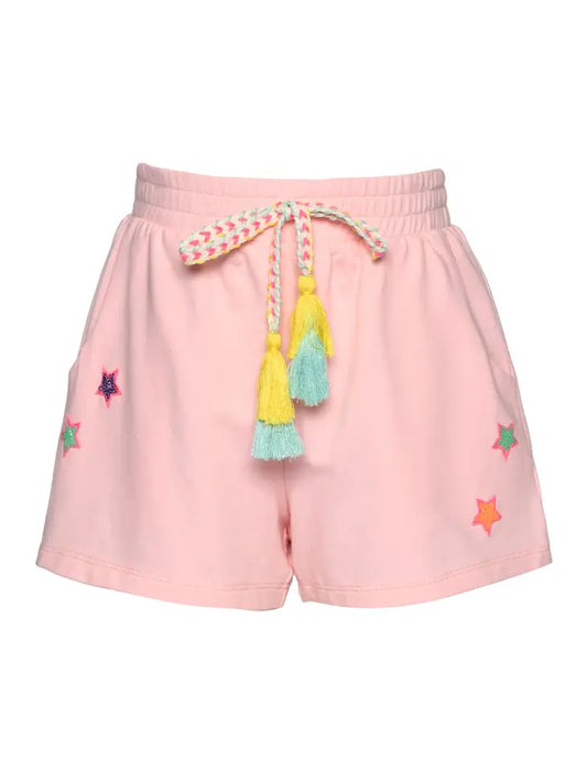 Multi Sequin Star Patch Knit Shorts