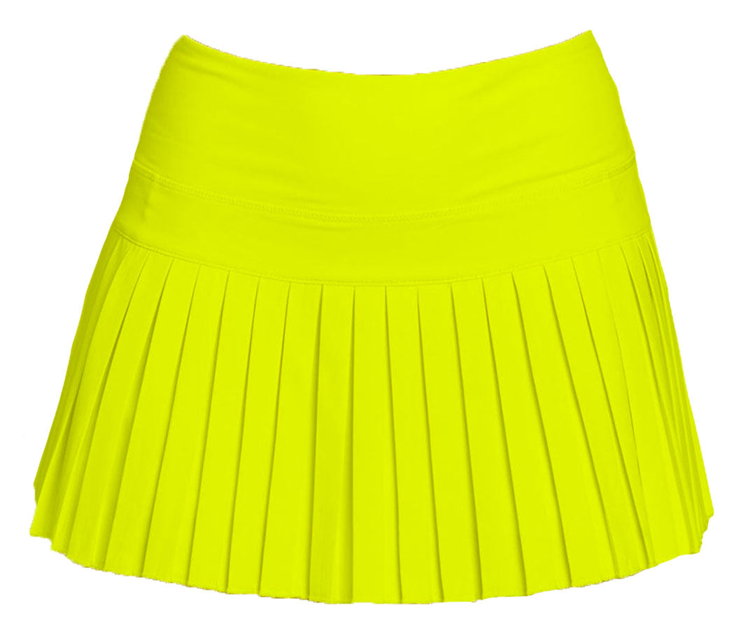 Mini Pleated Skort in Neon Yellow