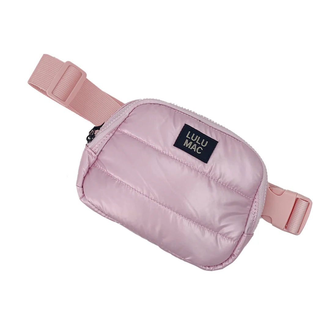 LULU MAC Puffer Metallic Belt Bag, Pale Pink