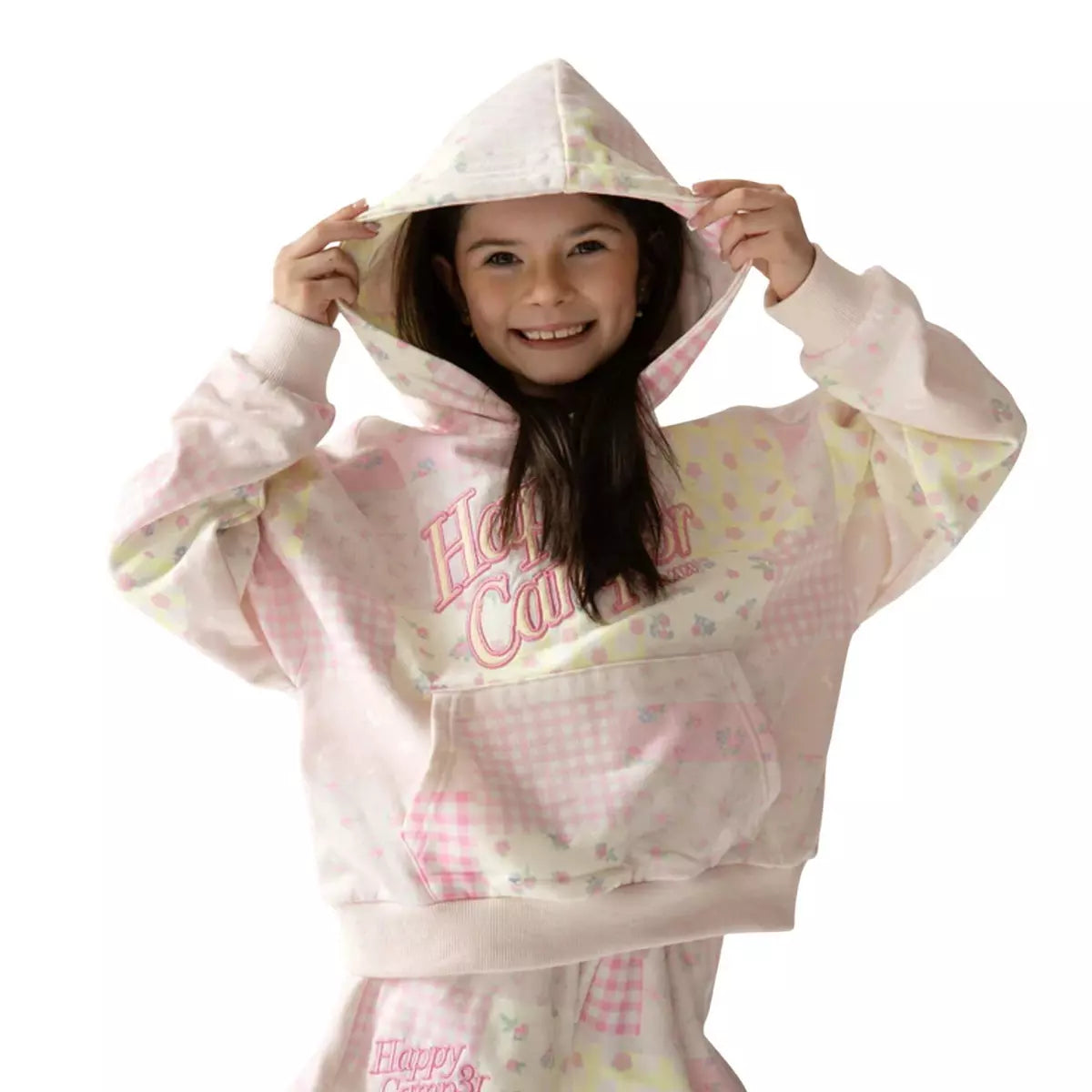 Happy Camp3r Pink Patchwork Hoodie