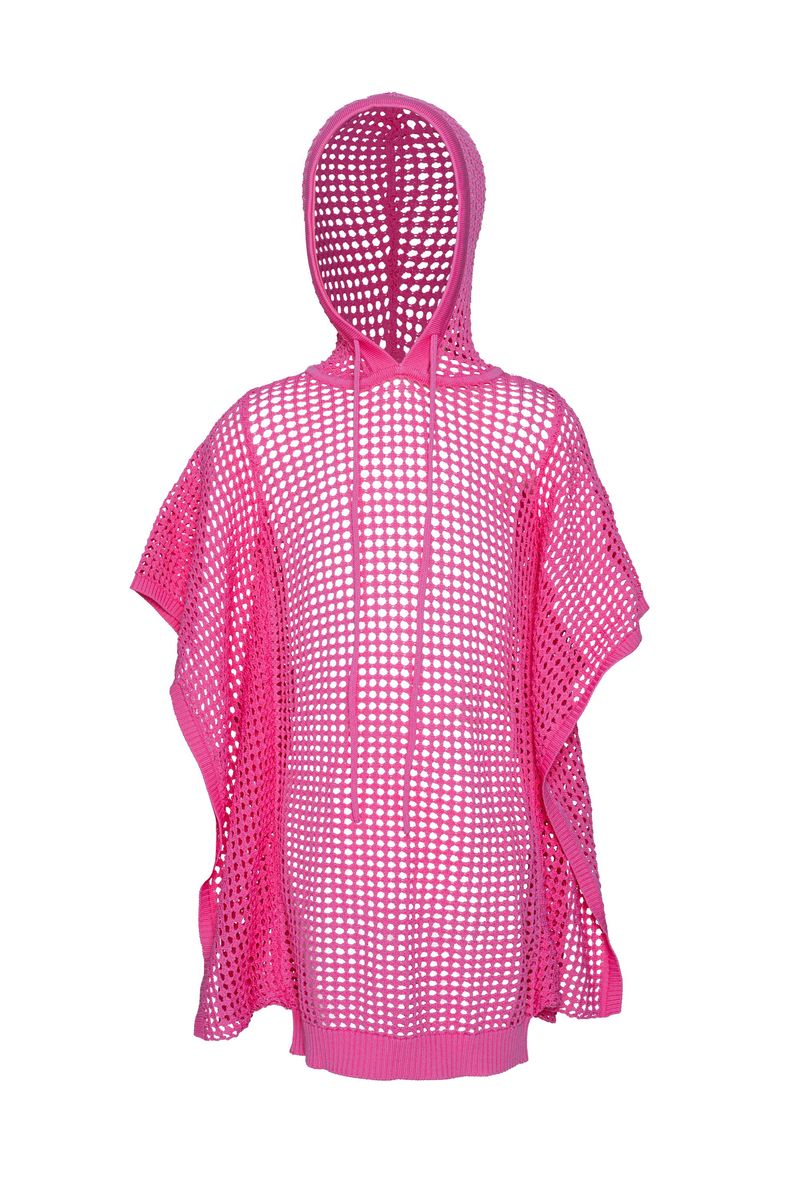 Reagan Crochet Poncho, Hot Pink
