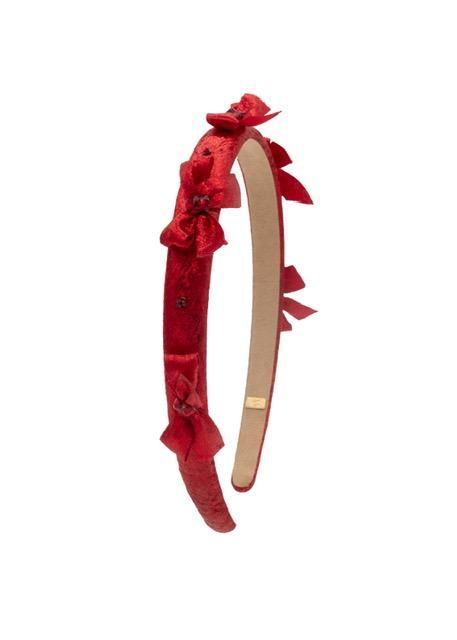 Crystallized Metallic Bow Halo Headband, Red