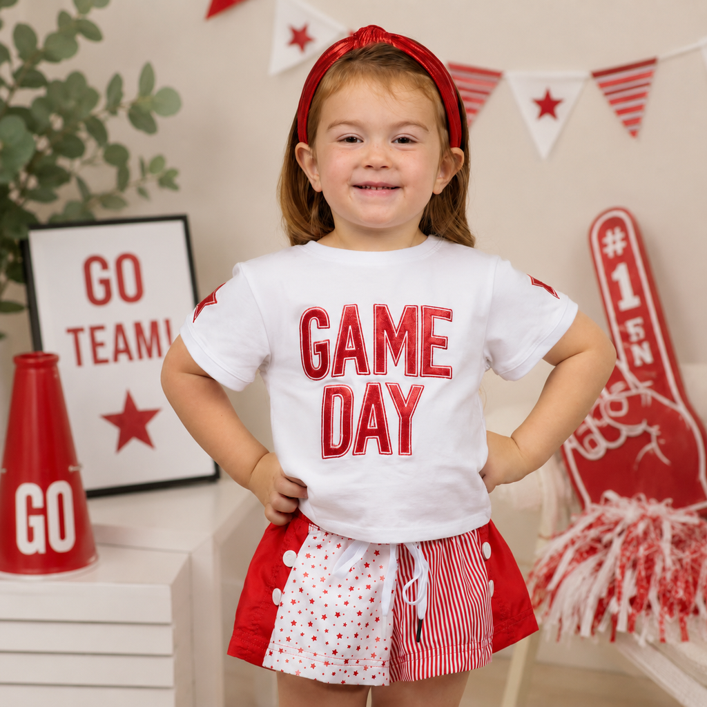 Stars & Stripes GAME DAY Color Block Short, Red/Wh