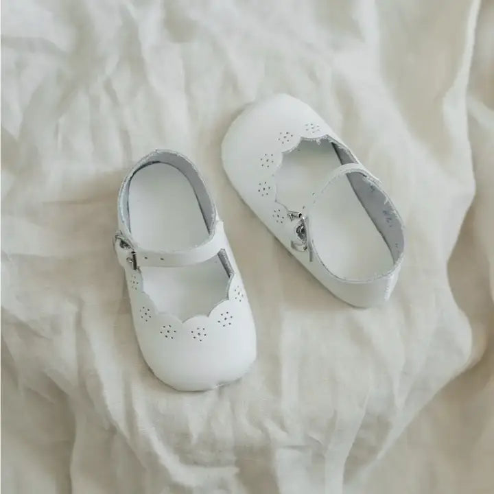 Soft Soled Scalloped Mary Jane, White