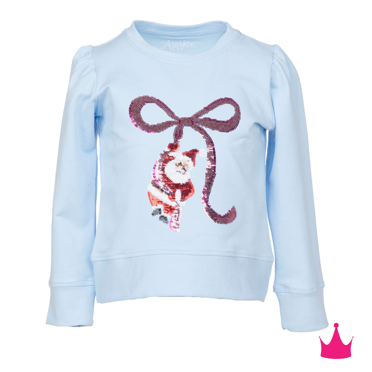 Sequin Hanging Santa, Light Blue