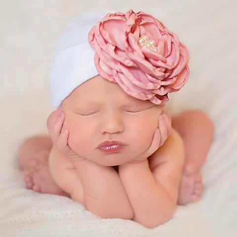 ILYBEAN Silk Rose with Pearls Hat