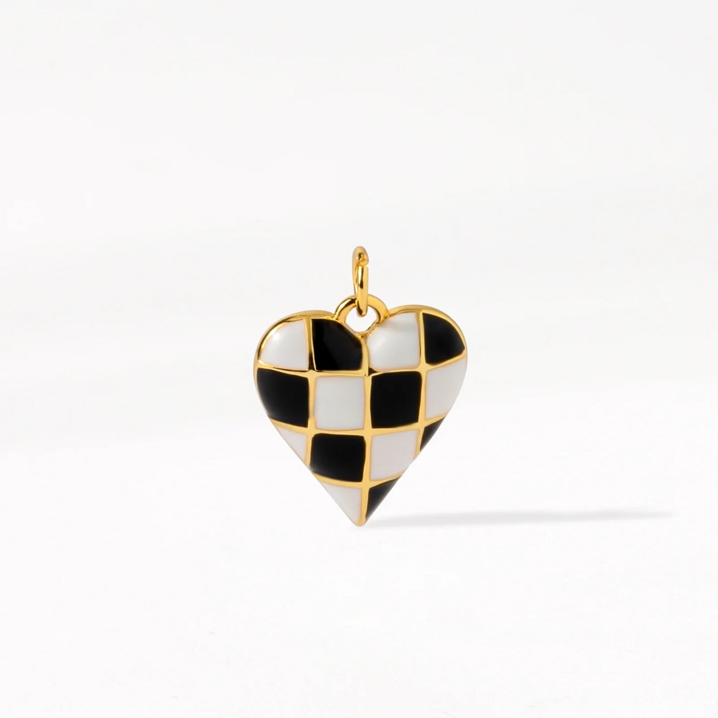 Checkered Heart Charm Pendant