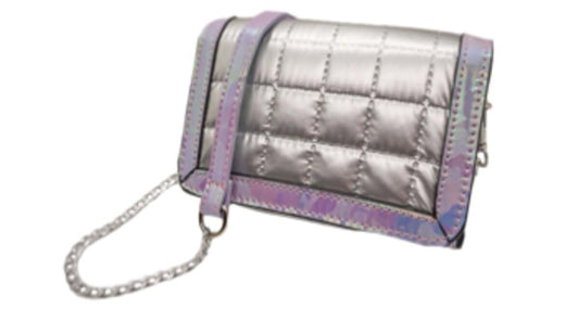 Iridescent Quilted Mini Purse w/Chain