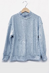 Girls Sky Mockneck Sweatshirt, Baby Blue