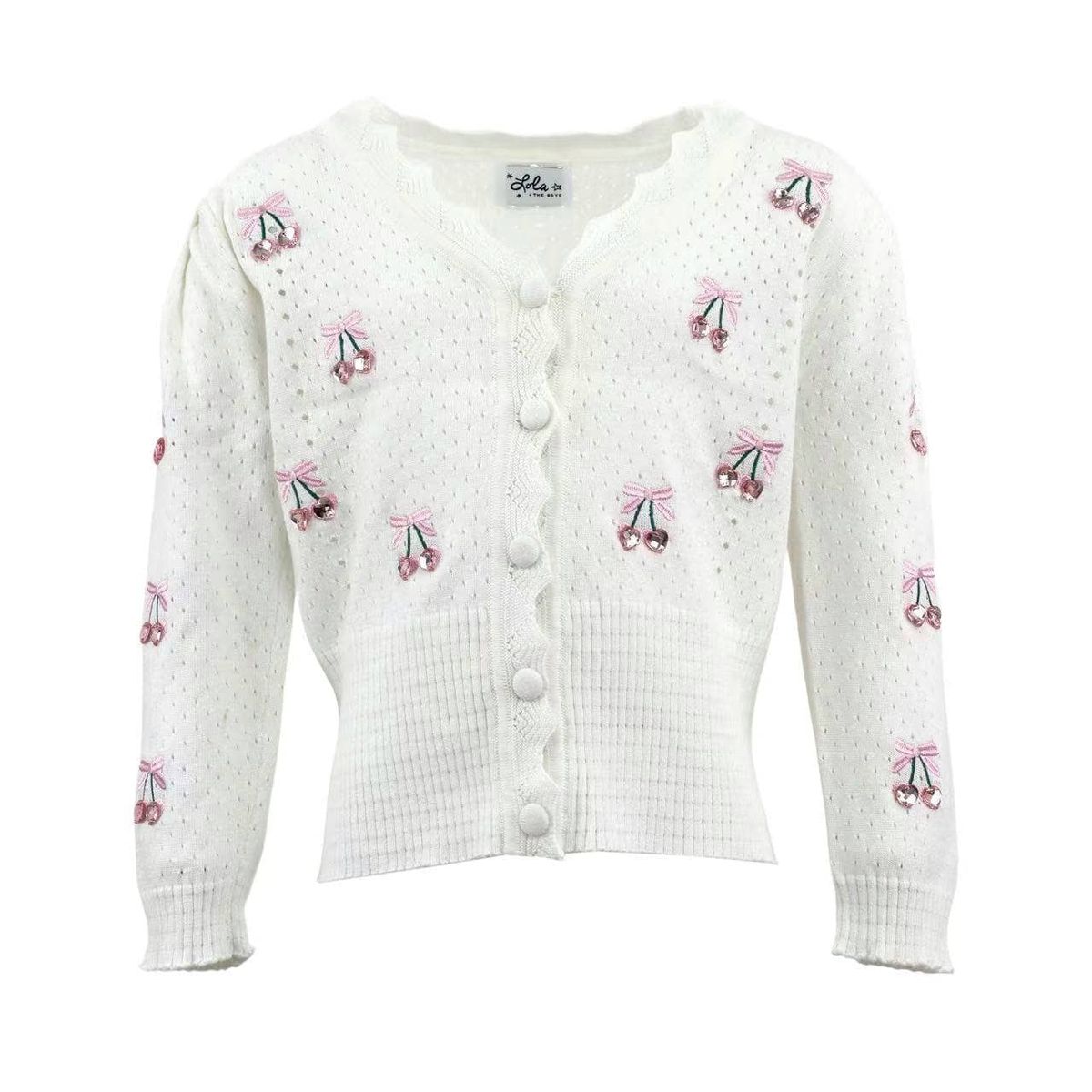 Cherry on Top Cardigan, White