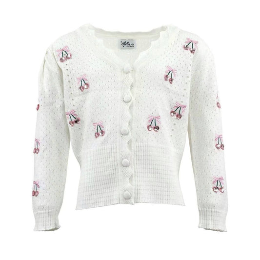 Cherry on Top Cardigan, White