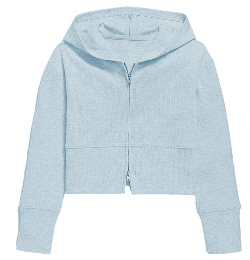 Liz Ribbed Full Zip Hoodie, Art Blue