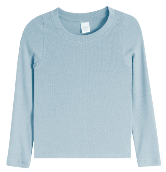 Liz LS Ribbed Tee, Art Blue