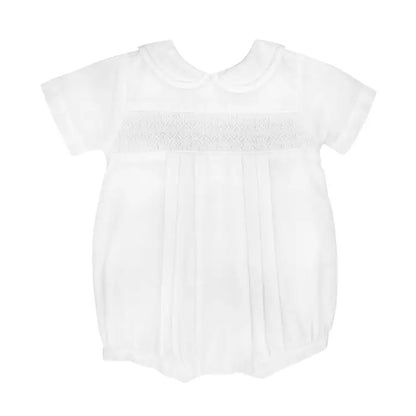 Diamond Smocked Bubble, White