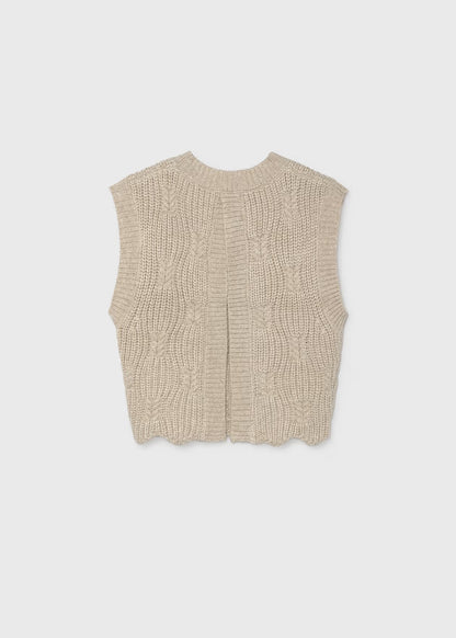 Open Back Cable Vest, Cream