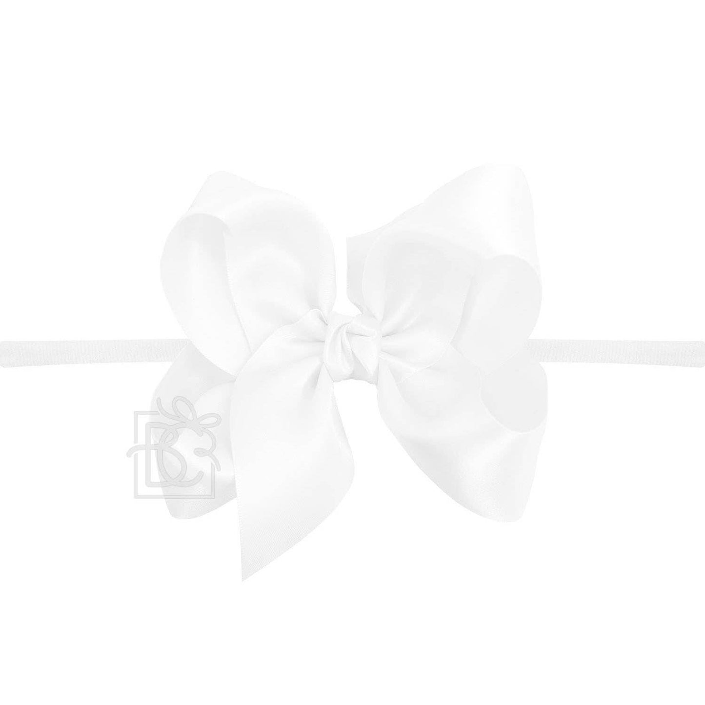 1/4" PANTYHOSE BABY HEADBAND W/SATIN BOW  (COLOR OPTIONS)