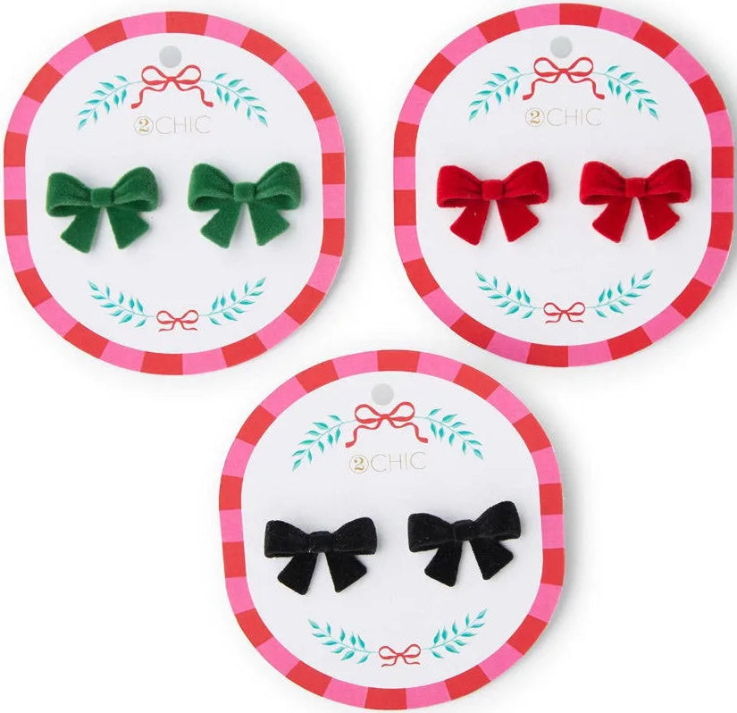 Velvet Bow Earrings, (Color Options)