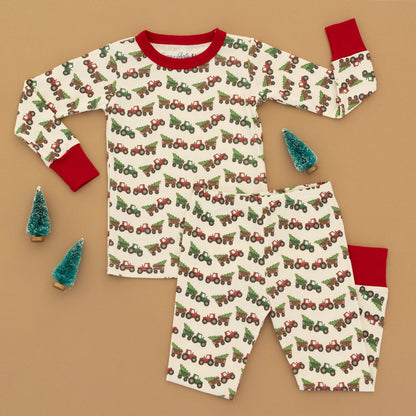 Santa's Tractor Long Pajams+