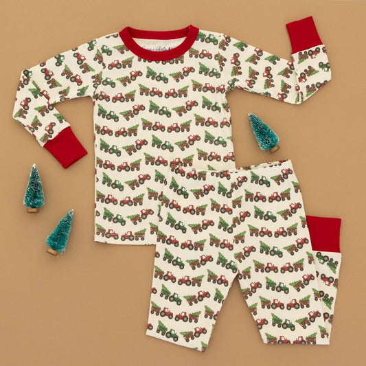 Santa's Tractor Long Pajams+
