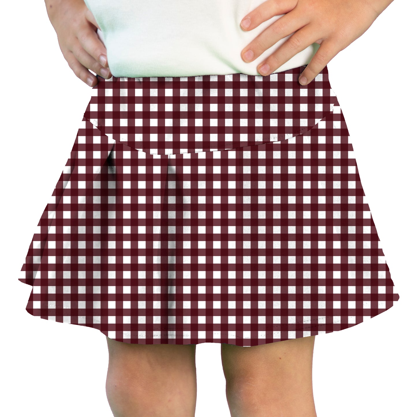 Tennis Skort, Maroon Gingham