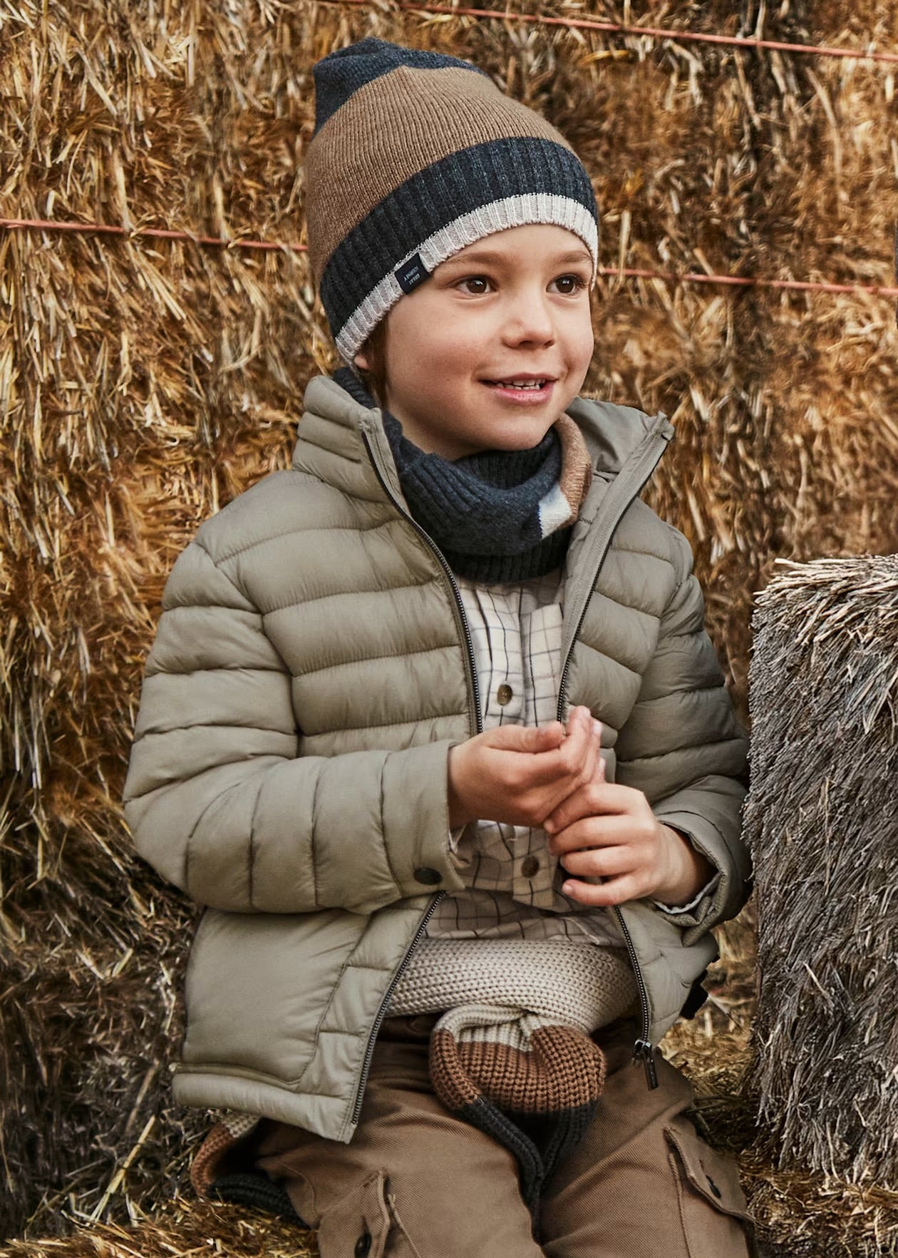 Boys Lightweight Puffer Jacket, Tan