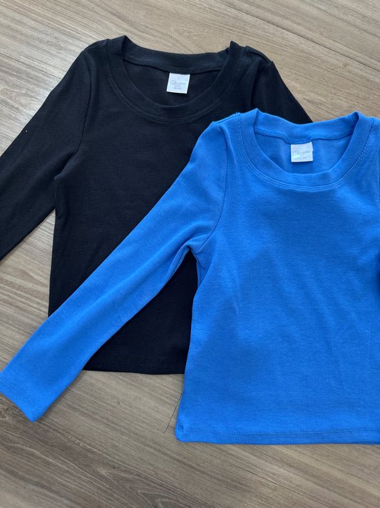 Tween Girl LS Ribbed Top, (Asst Colors)