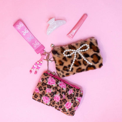 Quilted Scrunchies Leopard 3 Piece Coin Purse Keychain Set