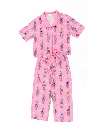 Satin Nutcracker Pajama Set, Pink