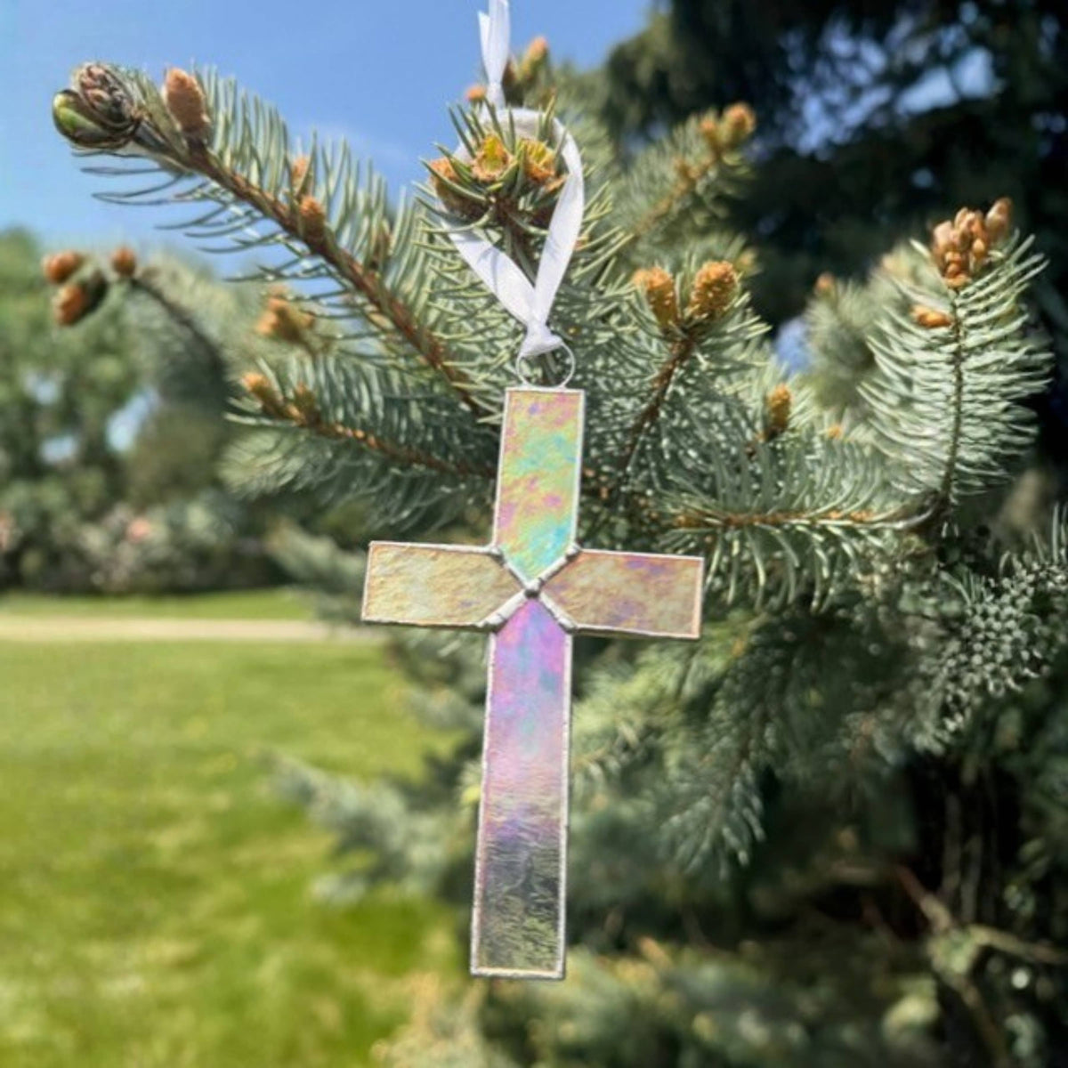 Baby Dedication Gift: Clear Stained Glass Cross