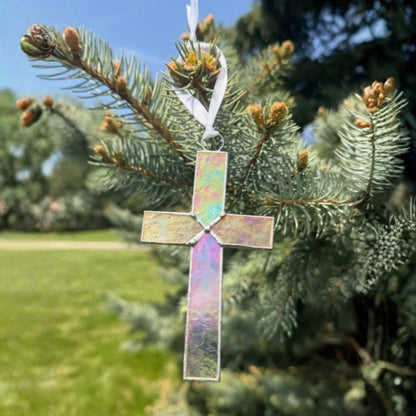 Baby Dedication Gift: Clear Stained Glass Cross