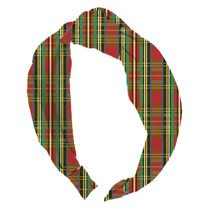 Top Knot Headband, Christmas Plaid