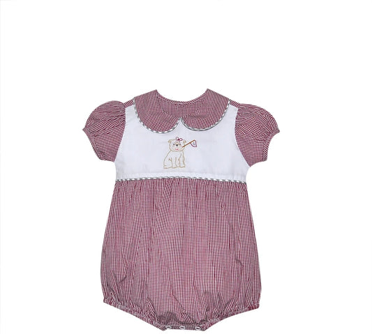 Bulldog Stitched Gingham Bubble, Girl