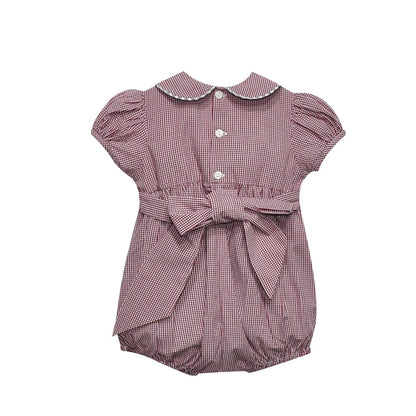 Bulldog Stitched Gingham Bubble, Girl