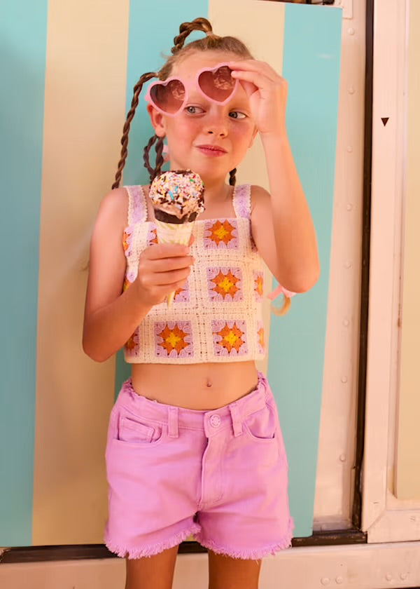 Cutoff Denim Short, Lilac