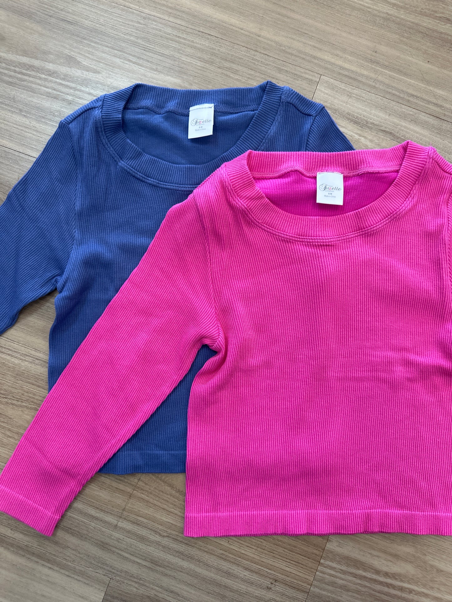 Tween Long Sleeve Seamless Rib Tee, (Asst Colors)